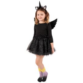 Musta Yksisarvisen-asu Lapsille 116-128 cm