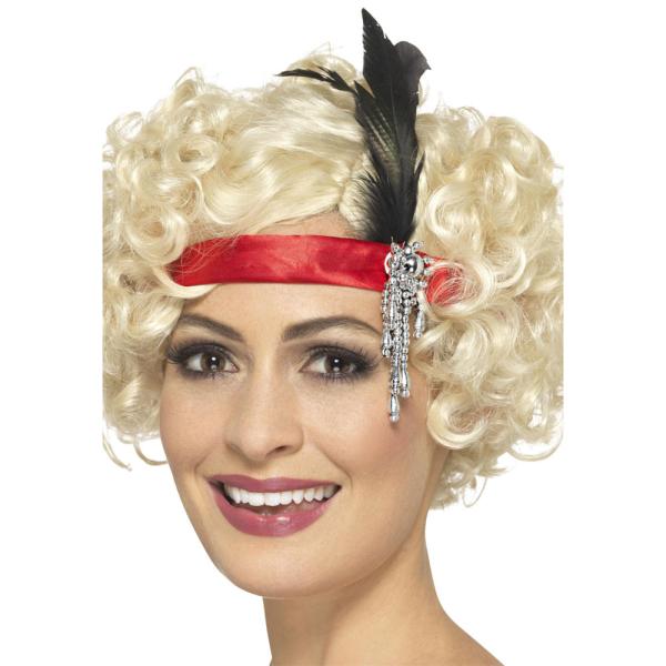 Punainen Satiininen Otsanauha Flapper