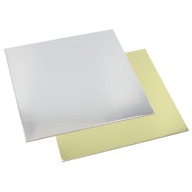 Neliönmuotoiset Kakkualustat Kulta/Hopea 25-kpl