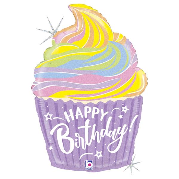 Ilmapallo Happy Birthday Kuppikakku Holografinen
