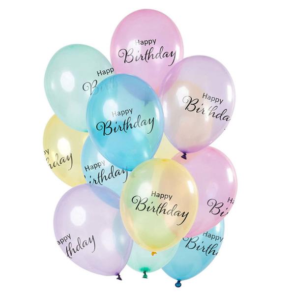 Happy Birthday Läpinäkyvät Ilmapallot Valikoima