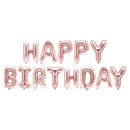 Happy Birthday Ruusukultaiset Folioilmapallot