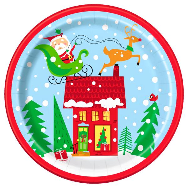 Värikäs Pahvilautaset Joulupukki