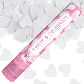 Konfettitykki Valkoiset Sydämet 28 cm