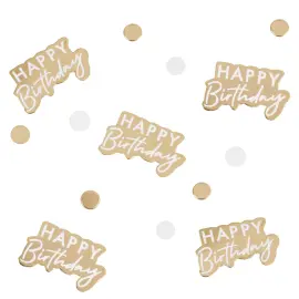Happy Birthday Konfetti Metallic Kulta