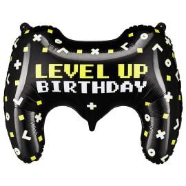 Peliohjain Folioilmapallo Level Up Birthday