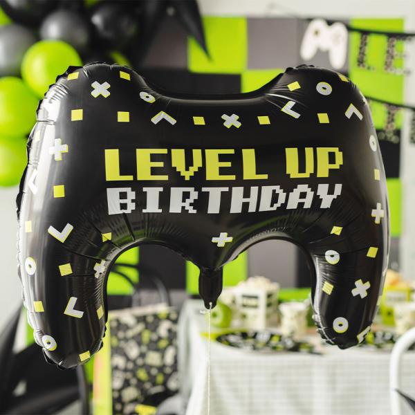 Peliohjain Folioilmapallo Level Up Birthday