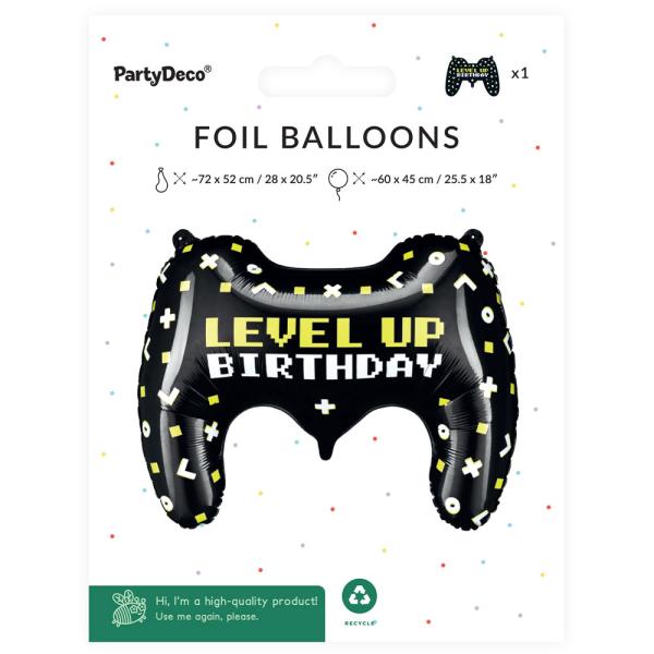 Peliohjain Folioilmapallo Level Up Birthday