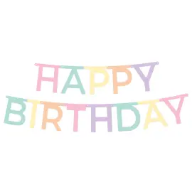 Happy Birthday Kirjainköynnös Vaalea Pastelli