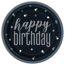 Happy Birthday Mustat ja Harmaat Lautaset