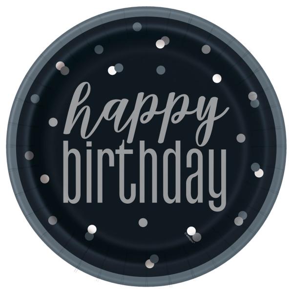 Happy Birthday Mustat ja Harmaat Lautaset