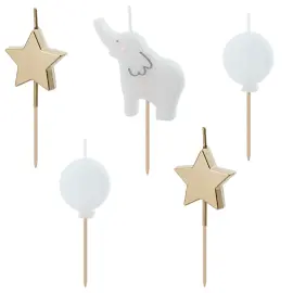 Kakkukynttilät Elefantti & Tähdet 5 kpl