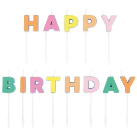 Kakkukynttilät Happy Birthday Värisekoitus