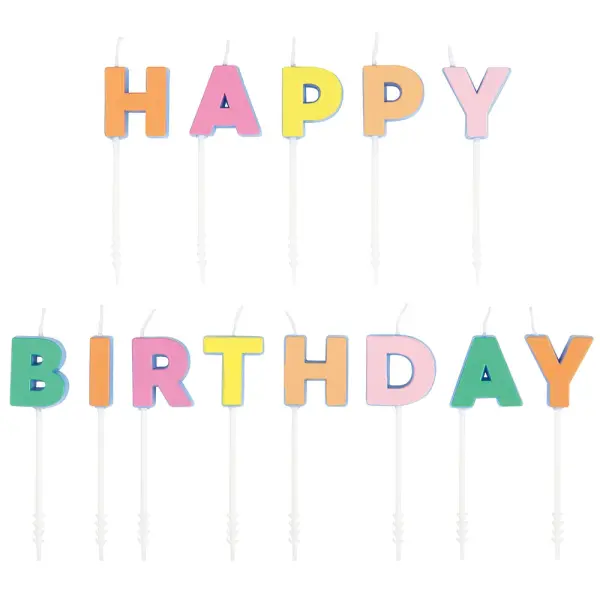 Kakkukynttilät Happy Birthday Värisekoitus