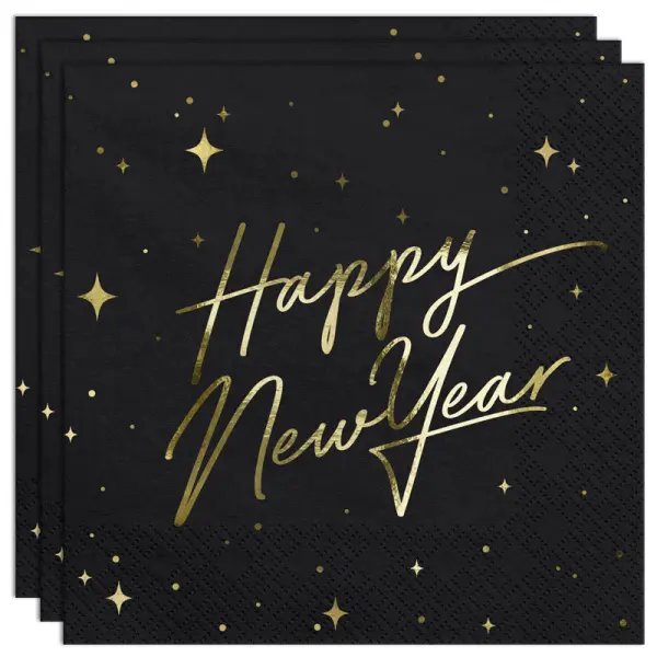 Happy New Year Lautasliinat Musta