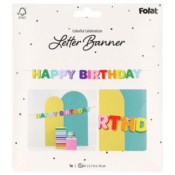 Kirjainviirinauha Happy Birthday Monivärinen 1,7 m