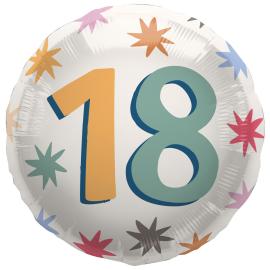Pyöreä Folioilmapallo Tähdillä 18 vuotta