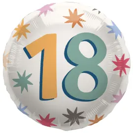 Pyöreä Folioilmapallo Tähdillä 18 vuotta