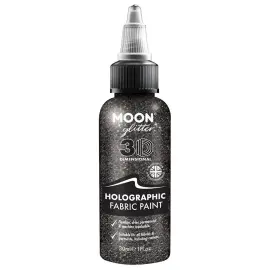 Moon Glitter Holografinen Glitter Tekstiiliväri Musta 30 ml