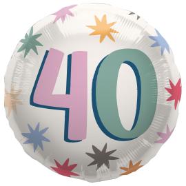Pyöreä Folioilmapallo Tähdillä 40 vuotta