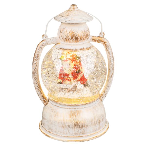 LED Lyhty Lumisadepallo Joulupukki Glitter