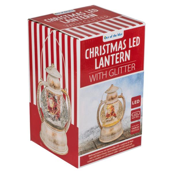 LED Lyhty Lumisadepallo Joulupukki Glitter