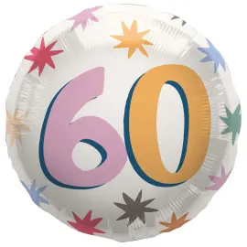 Pyöreä Folioilmapallo Tähdillä 60 vuotta