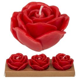 Steariinikynttil&auml; Punaiset Ruusut 3-kpl