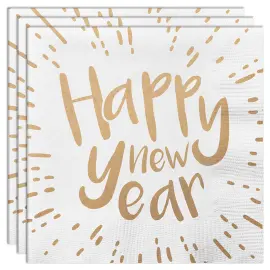 Valkoinen Happy New Year Servetit