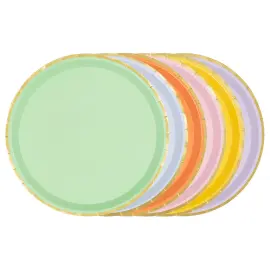 Pahvilautaset V&auml;risekoitus Kultaisella Reunuksella 6-kpl