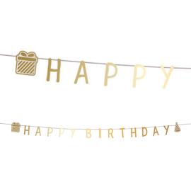 Kirjaviirinauha Happy Birthday Kulta