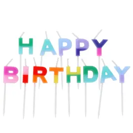Kirjainkynttil&auml;t Happy Birthday Stripetastic