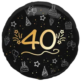 Py&ouml;re&auml; Folioilmapallo Musta 40 vuotta