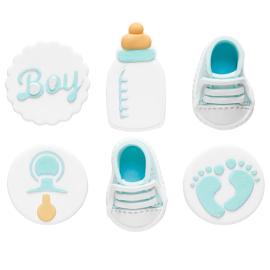 Sokerikoristeet Baby Shower Sininen/Valkoinen 6-kpl
