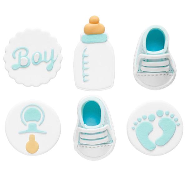 Sokerikoristeet Baby Shower Sininen/Valkoinen 6-kpl