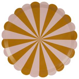 Pahvilautaset Raidalliset Ruskea/Pinkki 6-kpl