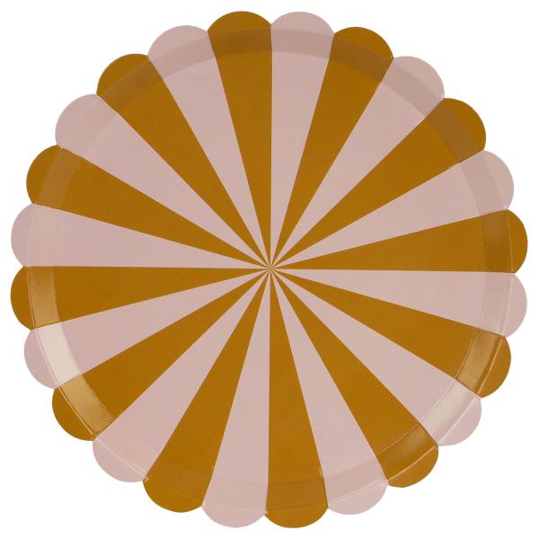 Pahvilautaset Raidalliset Ruskea/Pinkki 6-kpl