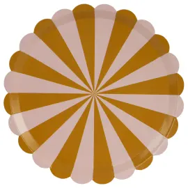 Pahvilautaset Raidalliset Ruskea/Pinkki 6-kpl