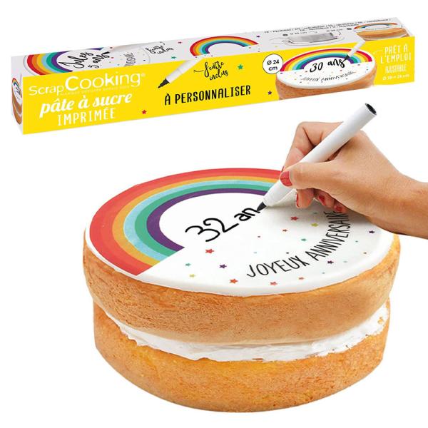 Kakunpäällinen Sokerimassa Sateenkaari Joyeux Anniversaire