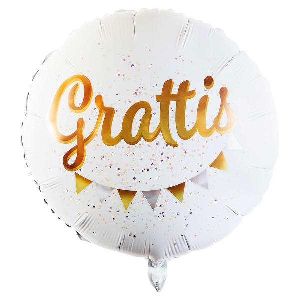 Grattis Foliopallo Valkoinen/Kulta/Hopea