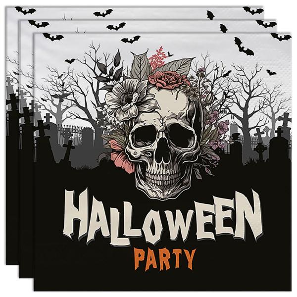 Servetit Pääkallo Halloween Party 12 kpl