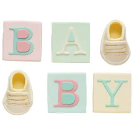 Sokerikoristeet Baby Shower Värisekoitus 6-kpl
