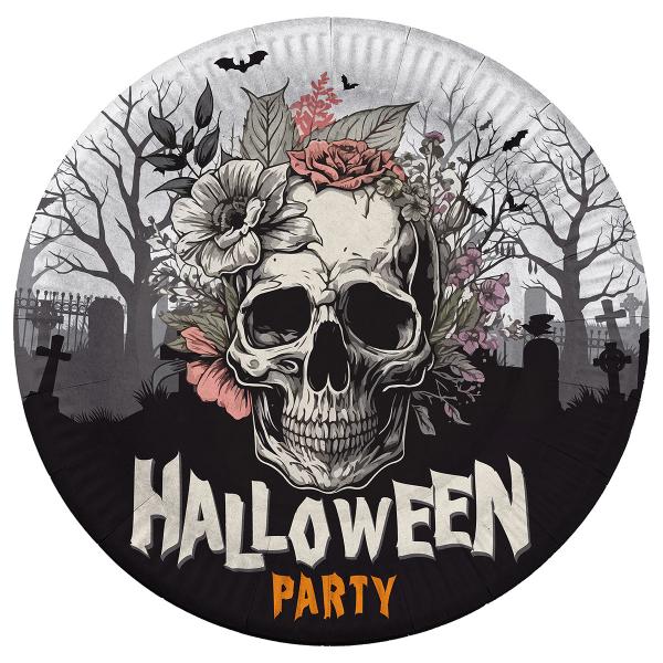 Pahvilautaset Pääkallo Halloween Party 6 kpl