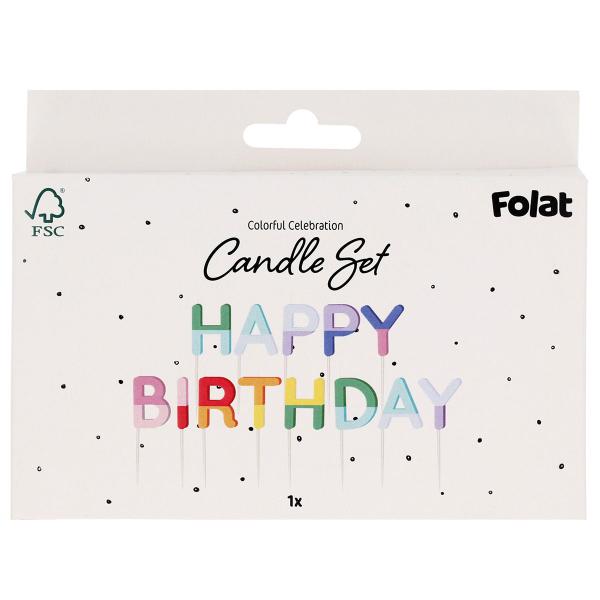 Kirjainkynttilät Happy Birthday Stripetastic