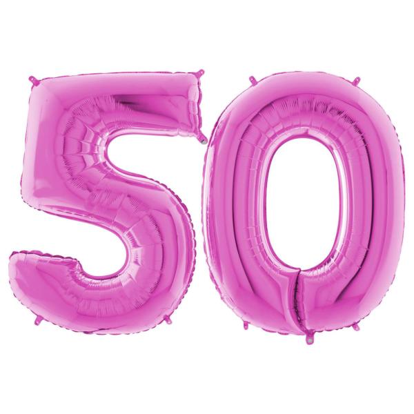 Numeroilmapallo 50 Vaaleanpunainen