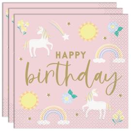 Happy Birthday Paperiset Lautasliinat Yksisarviset 16 kpl