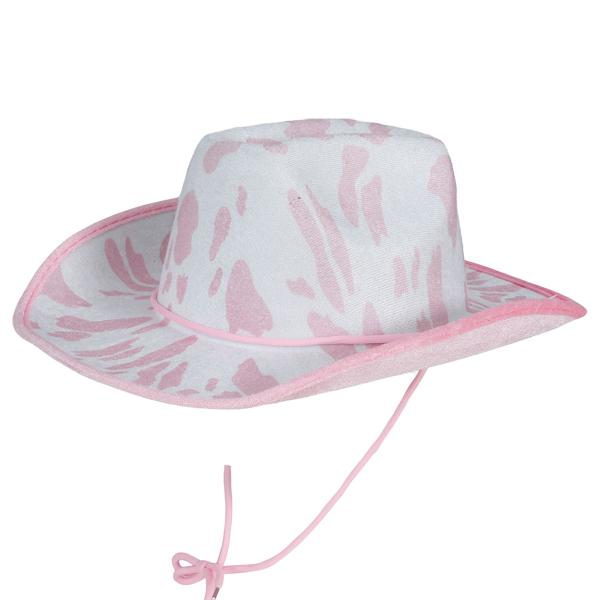 Cowboyhattu Lehmäkuviolla Vaaleanpunainen/Valkoinen