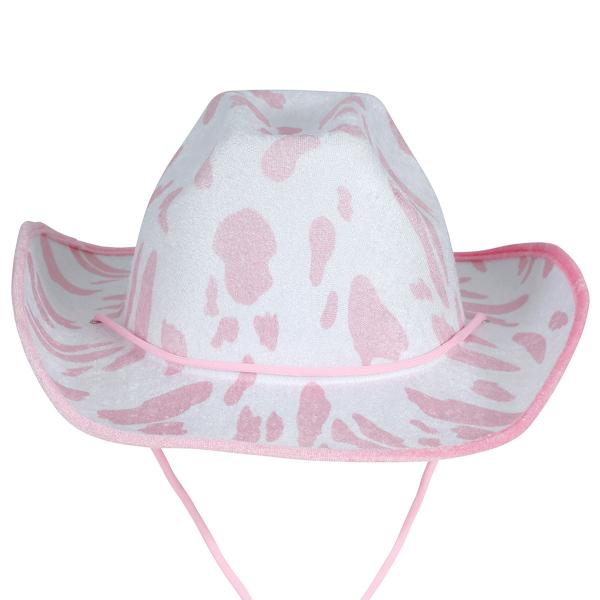 Cowboyhattu Lehmäkuviolla Vaaleanpunainen/Valkoinen