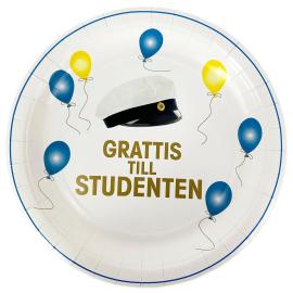 Paperilautaset Grattis Till Studenten 18cm 8 kpl