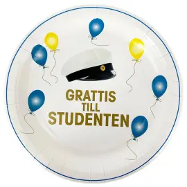 Paperilautaset Grattis Till Studenten 18cm 8 kpl